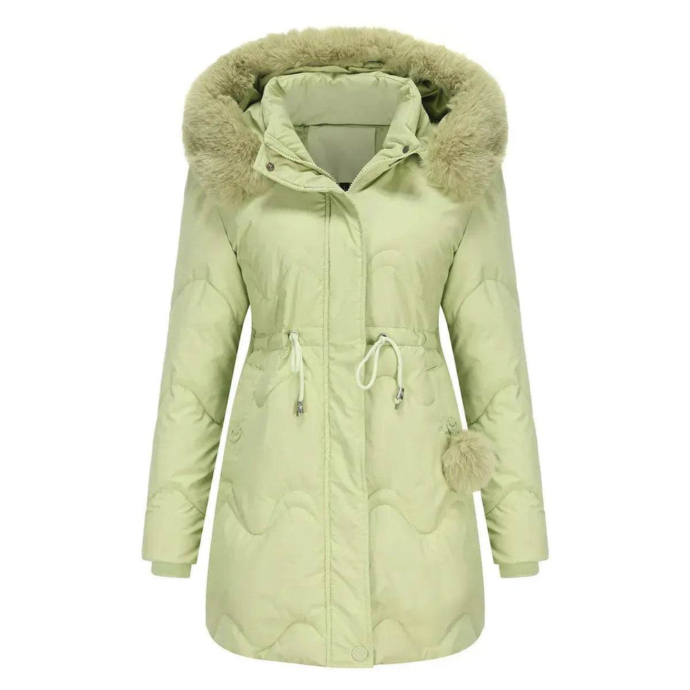 Autumn Winter Fur Collar cotton padded long winter jacket for women - EX-STOCK Canada