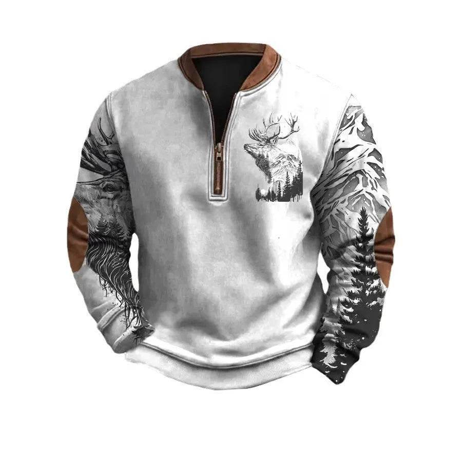 Men Polo Half Zipper Sweatshirt Men's 3D Printing Pullover top - EX-STOCK Canada