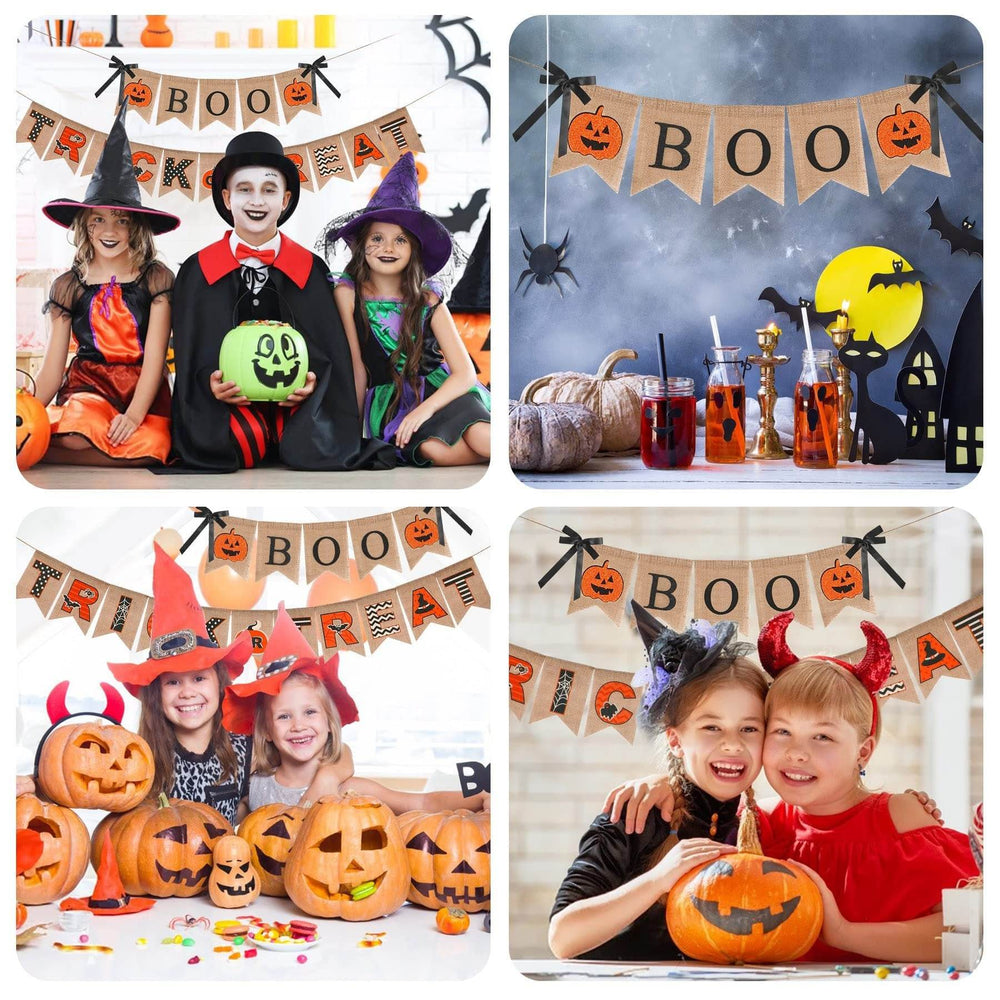 Halloween Burlap Banner Halloween Party Mantel Wall Hanging Supplies For Home Farmhouse Patio-Selling On Amazon Is Prohibited - EX-STOCK Canada