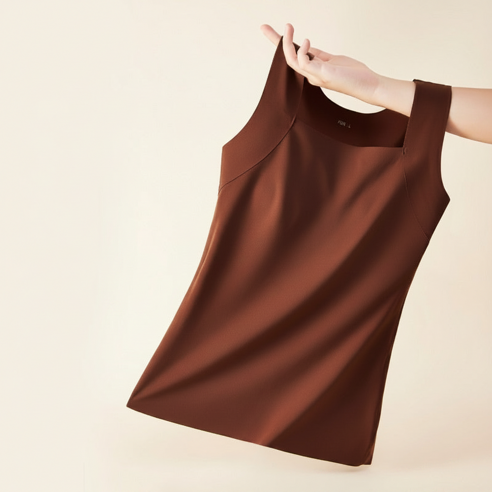 Women's Seamless Thermal Vest – Built-In Bra, Nylon, S–6XL | Multiple Colours