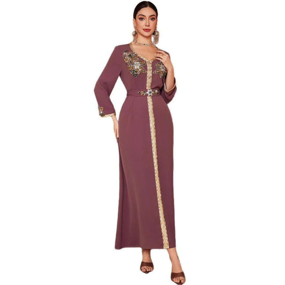 Robe musulmane élégante à la mode du Moyen-Orient avec nouvelle broderie en mousseline - EX-STOCK Canada