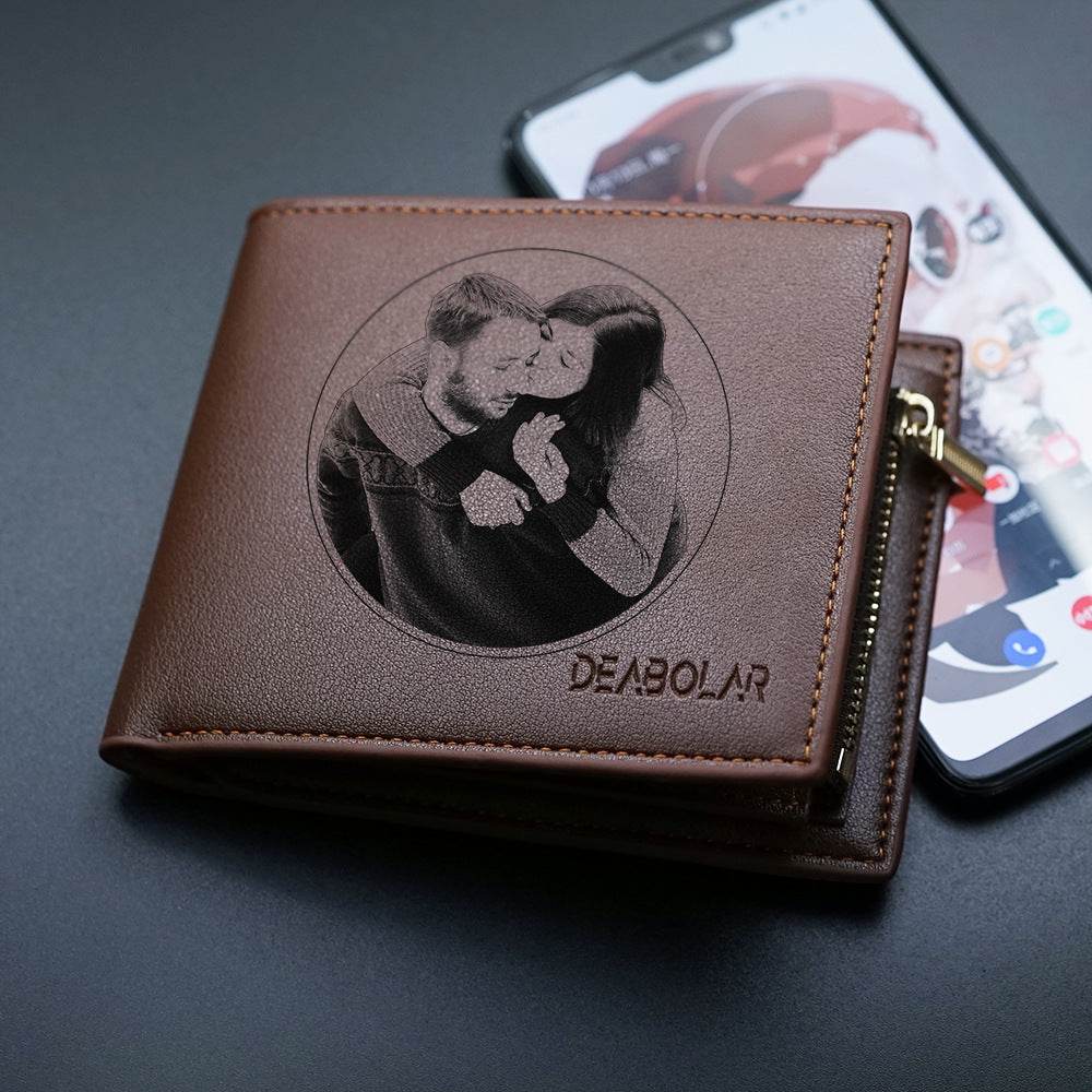 Custom Men's leather Wallet Zipper Valentine's Day gift Personalized Men's Wallet - EX-STOCK Canada