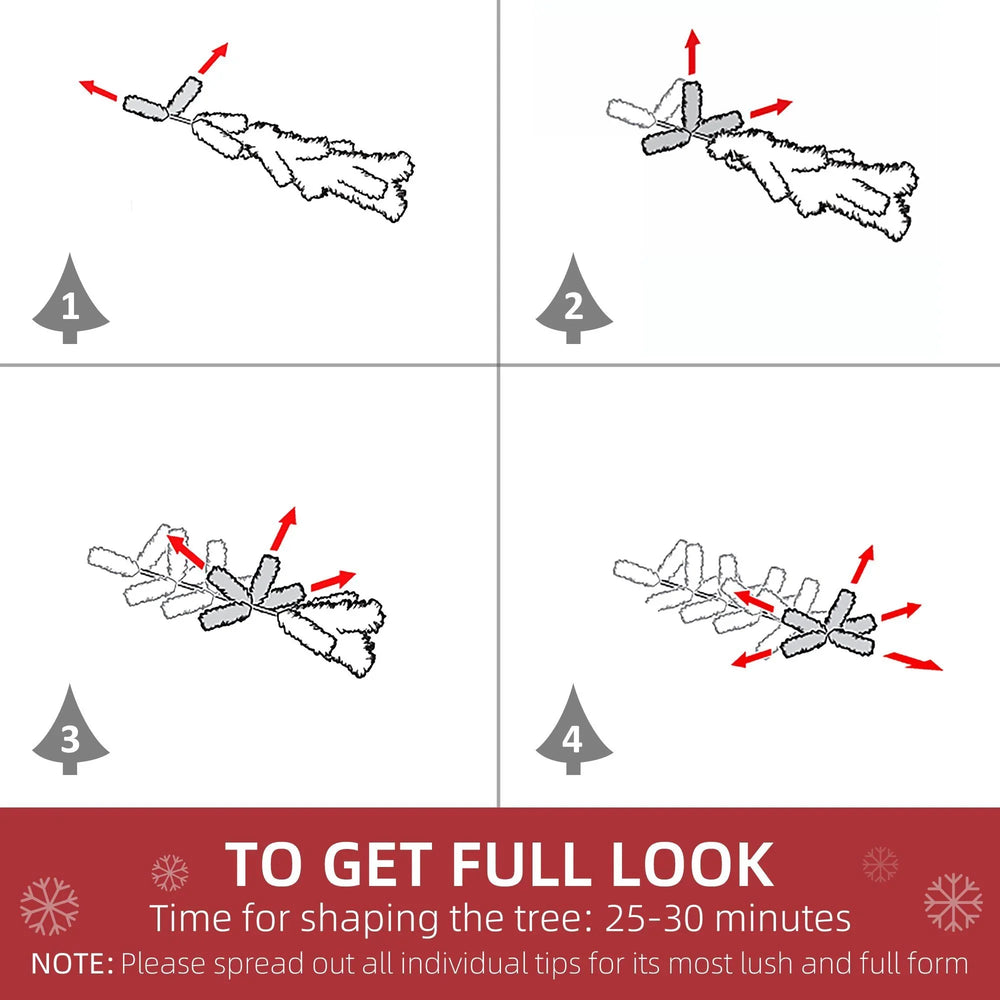 7.5FT Artificial Snow Dipped Christmas Tree Xmas Pencil Tree Holiday Home Indoor Decoration With Foldable Black Stand, Green EX-STOCK Canada