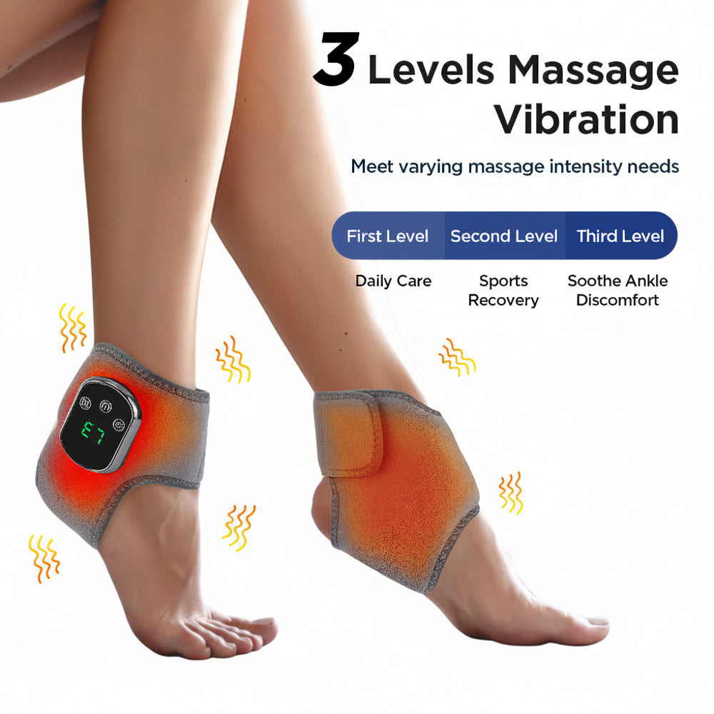 Electric Hot Compress Vibration Ankle Massager Brace – 5-Speed Heat & 3-Speed Vibration