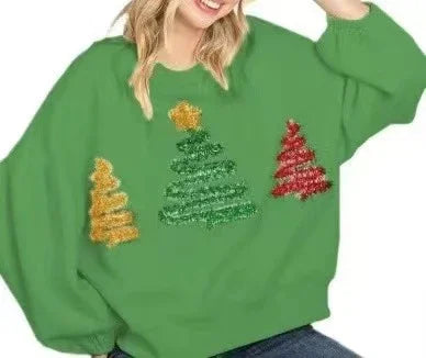 Women's Christmas Tree Casual Pullover Long Sleeve Sweater EX-STOCK Canada