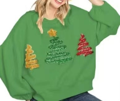 Pull-over décontracté pour femme à manches longues avec motif de NoëlEX-STOCK Canada