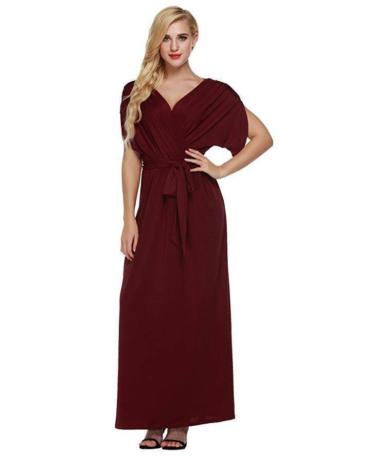 4XL Big Size Dress Elegant Women Long wrap Dresses Summer Dresses - EX-STOCK Canada