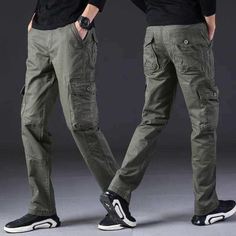 Overalls Men's Outdoor Casual Trousers Pure Cotton Straight Loose Multi-pocket Cargo Pant - EX-STOCK Canada