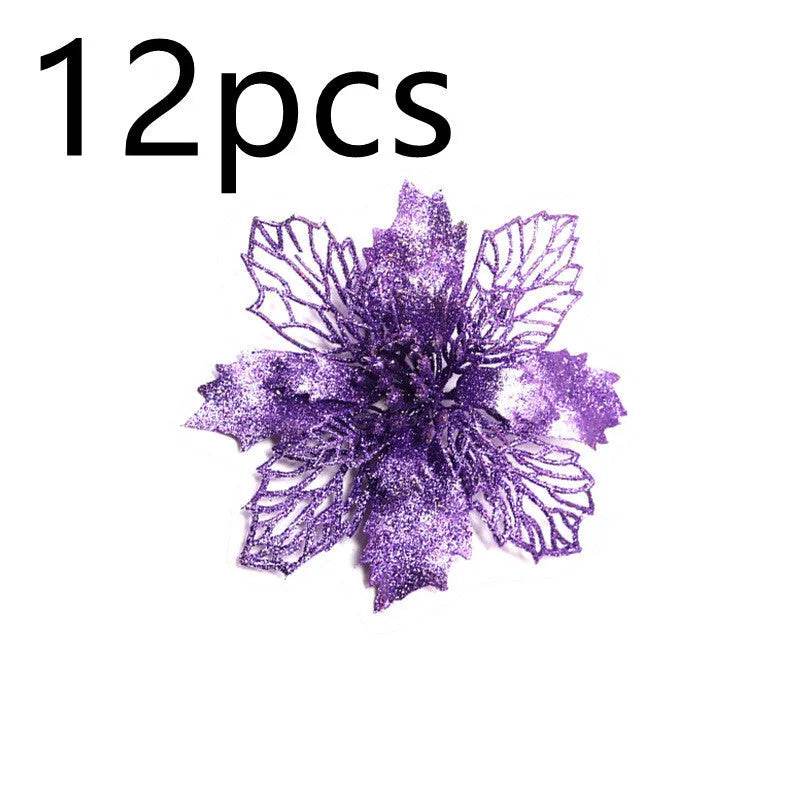 Glitter Artifical Christmas Flowers Christmas Tree Decorations For Home Fake Flowers Xmas Ornaments New Year Decor - EX-STOCK Canada
