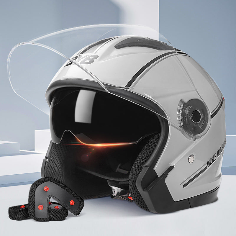 BYB Double Lens Half-Face Motorcycle Helmet – Anti-Fog Inner Visor | 5 Colours 4