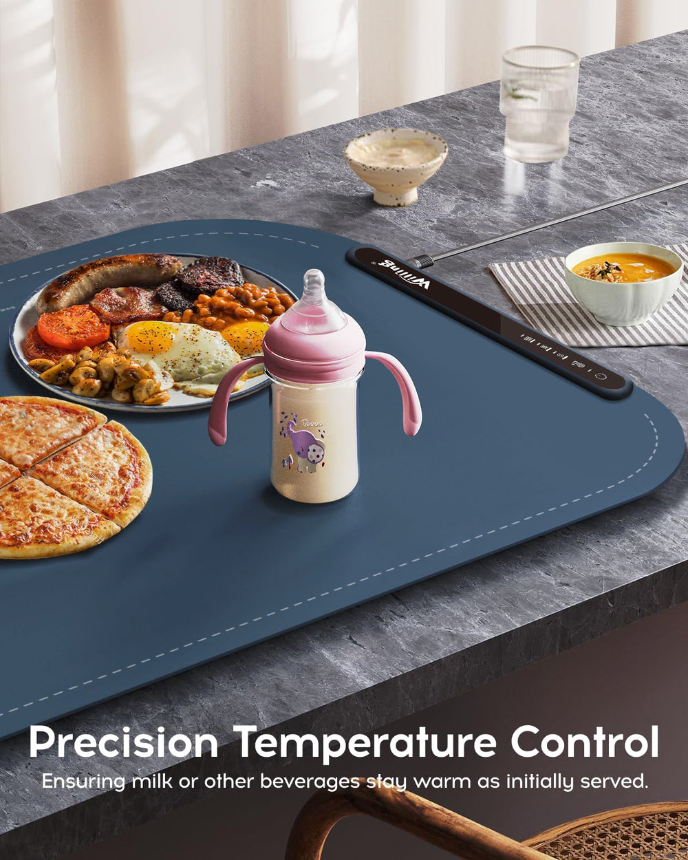 Willing 250W Food Warming Mat 3-Temperature Setting Home Food Warmer Portable Warming Trays For Stainless Steel Ceramic, Glass Enamelware - Navy Blue EX-STOCK Canada