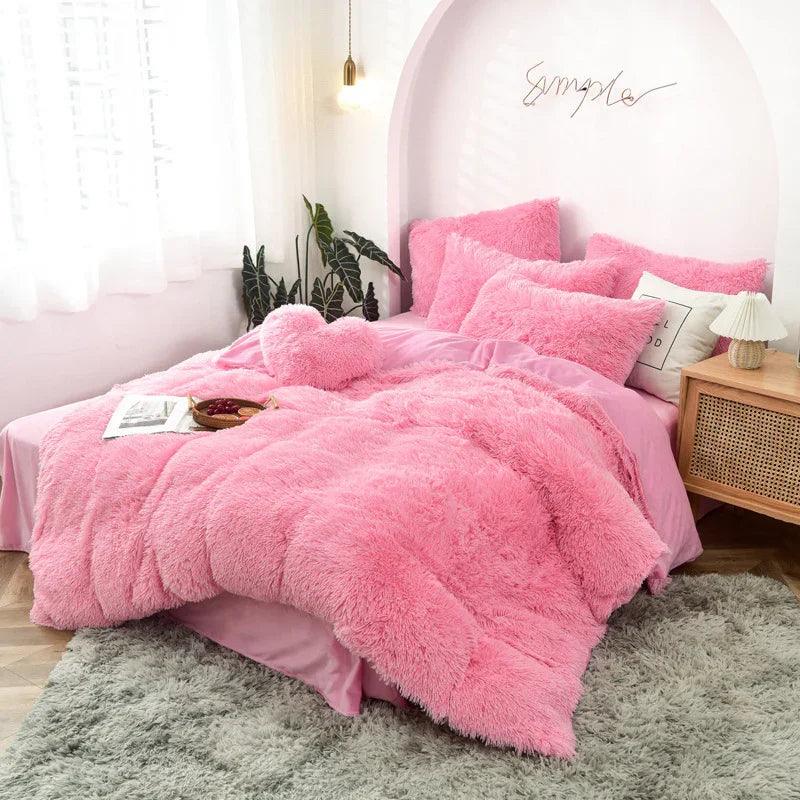 Mink Velvet Four Piece Set Long Plush Crystal Velvet Duvet Cover EX-STOCK Canada