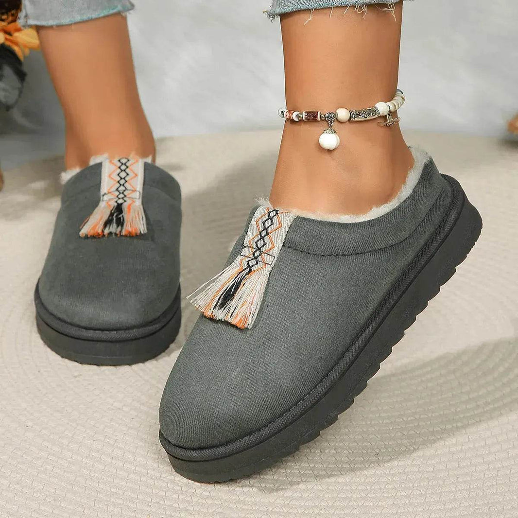 Winter Plush Home Slippers Fashion Round Toe Flat Suede Garden Shoes Indoor Warm Floor Bedroom Slipper For Women - EX-STOCK Canada