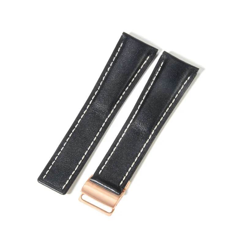 22mm 24mm Black Brown Blue Bamboo Grain Cowhide Watch Strap - EX-STOCK Canada