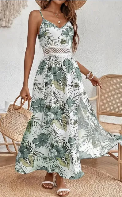 Elegant Spring chic Vacation Resort floral summer maxi dress - EX-STOCK CANADA