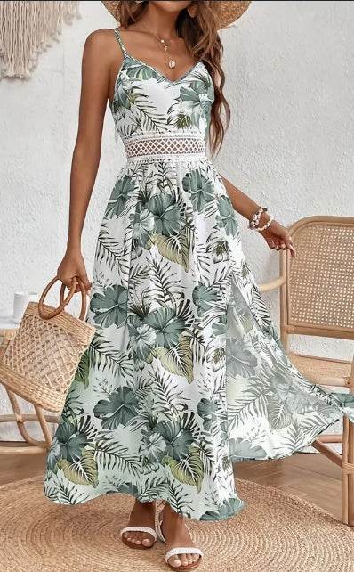 Elegant Spring chic Vacation Resort floral summer maxi dress - EX-STOCK Canada