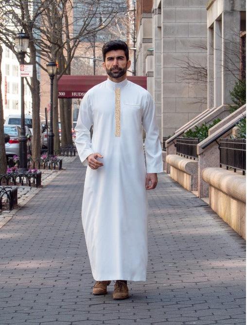 Muslim Middle East Long Sleeve Embroidered Casual Ethnic Robe - EX-STOCK Canada
