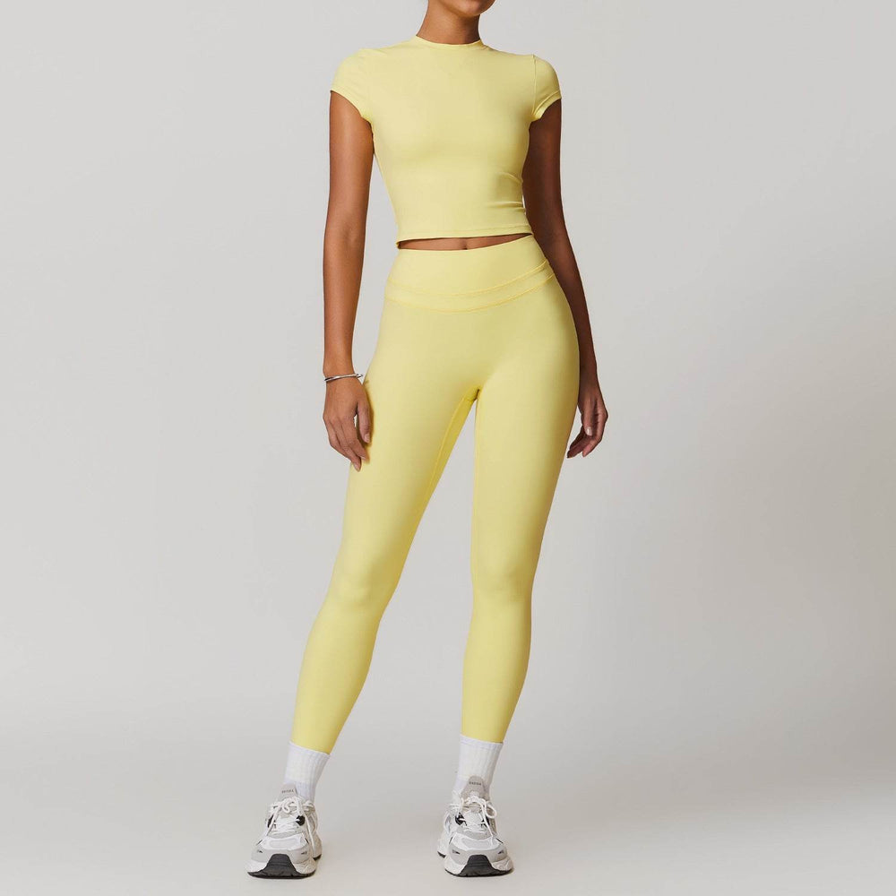 2pcs Nude feel short sleeve Workout Clothes for women Yoga Gym Clothes set - EX-STOCK Canada