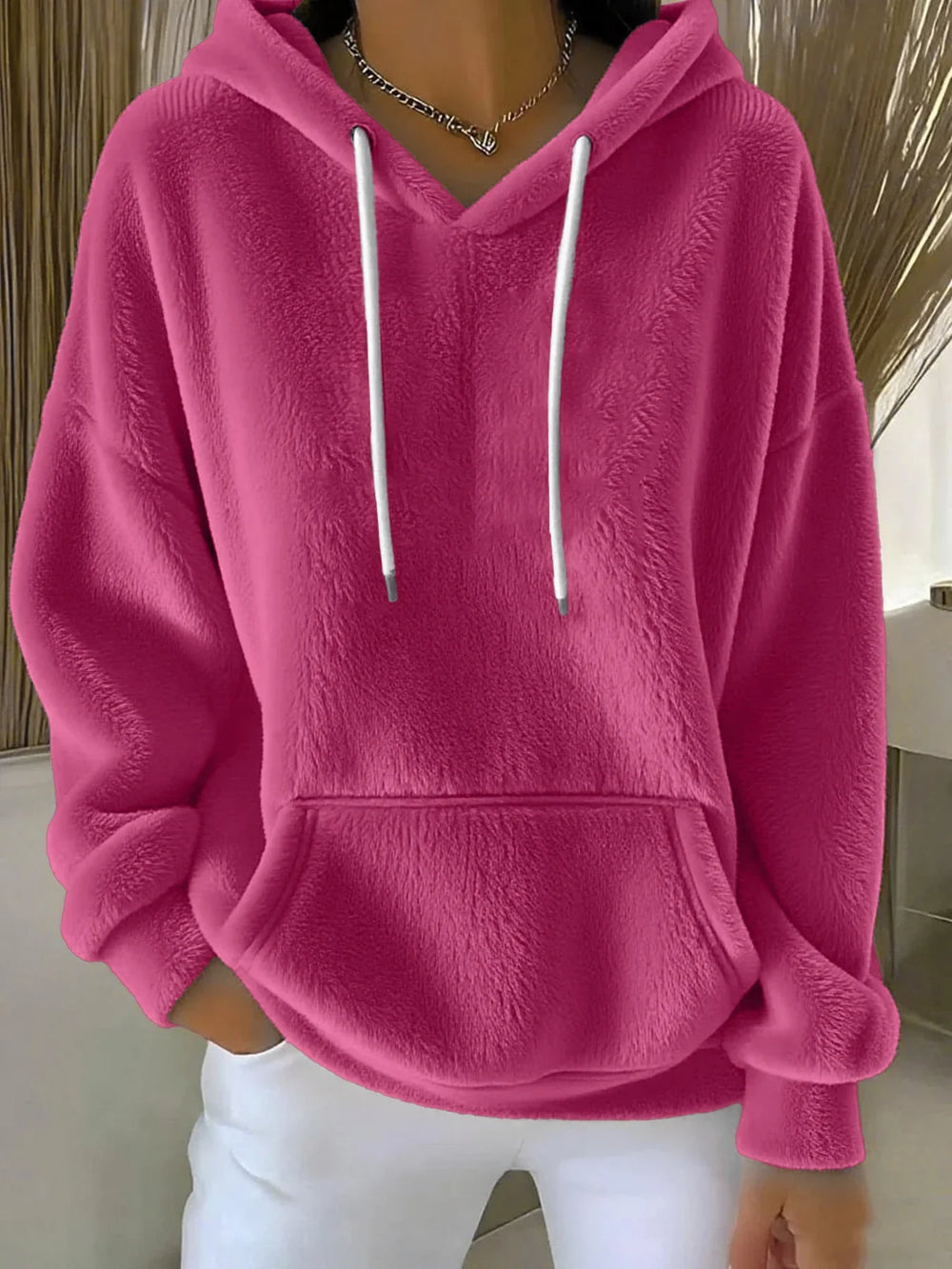 Women's Solid Color Lamb Fleece Lined Versatile Sweatshirt For Autumn And Winter EX-STOCK Canada