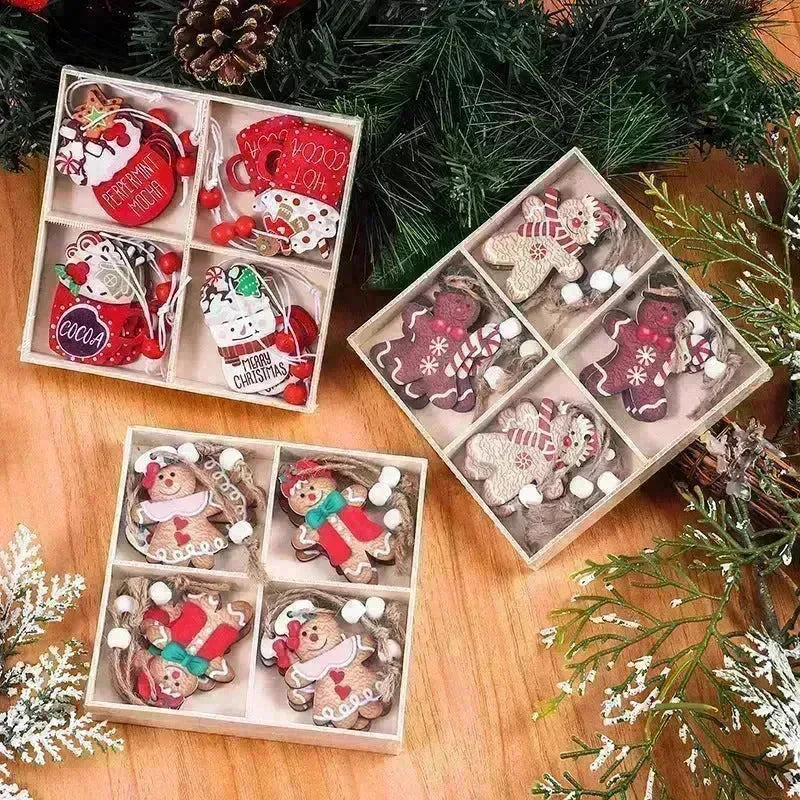 Wooden Gingerbread Man Christmas Decorations Box Pendant - EX-STOCK CANADA