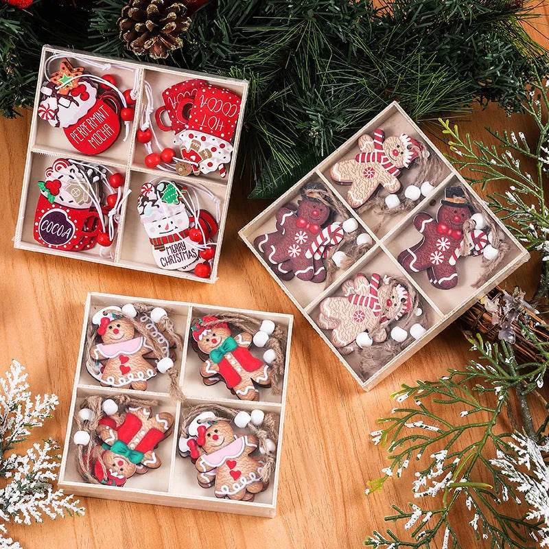 Wooden Gingerbread Man Christmas Decorations Box Pendant - EX-STOCK Canada