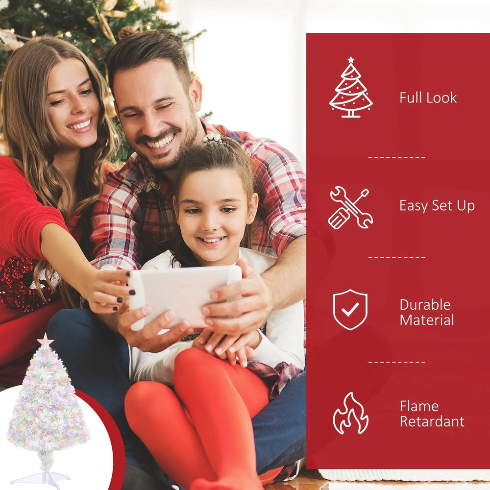 2.5FT Prelit Artificial Tabletop Christmas Tree With Fibre Optics Holiday Home Xmas Decoration For Table And Desk White EX-STOCK Canada