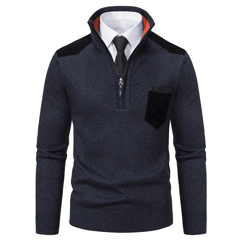 Pullover Men Sweater Thick Polo Shirts Korean Half Zipper Cold Blouse Stand Collar Autumn Winter Outerwear Luxury Cloth EX-STOCK Canada