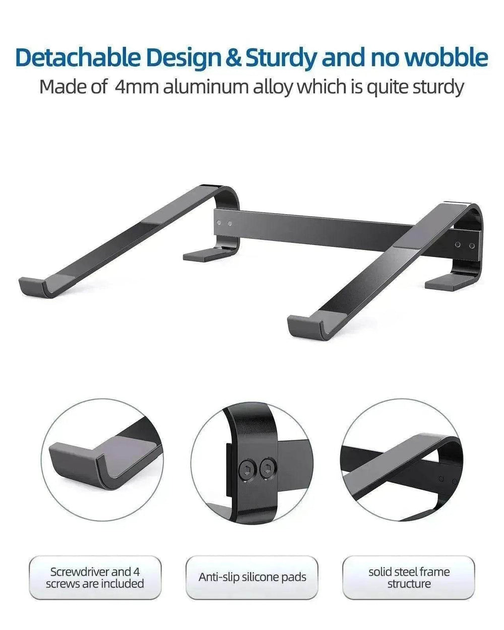 Alum. Portable Laptop Stand: Ventilated, Ergo Holder - EX-STOCK Canada