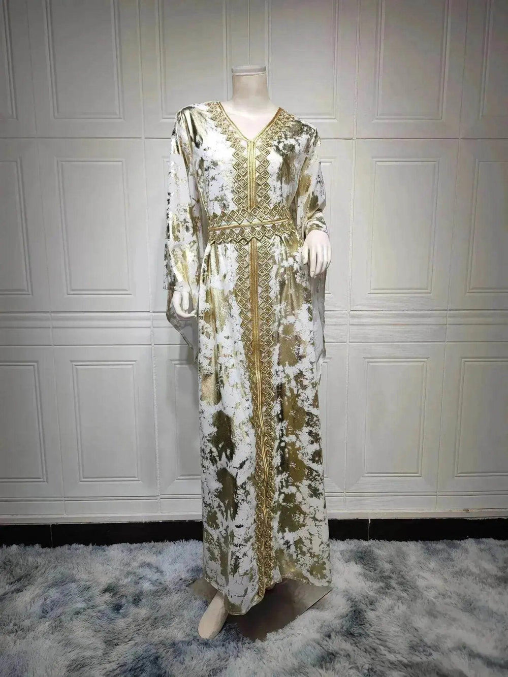 Robe bronzante en chiffon arabe avec ceinture EX-STOCK Canada