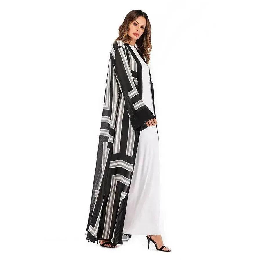 Cardigan Robe en Dentelle Lâche à Rayures Arabes Femme - EX-STOCK Canada