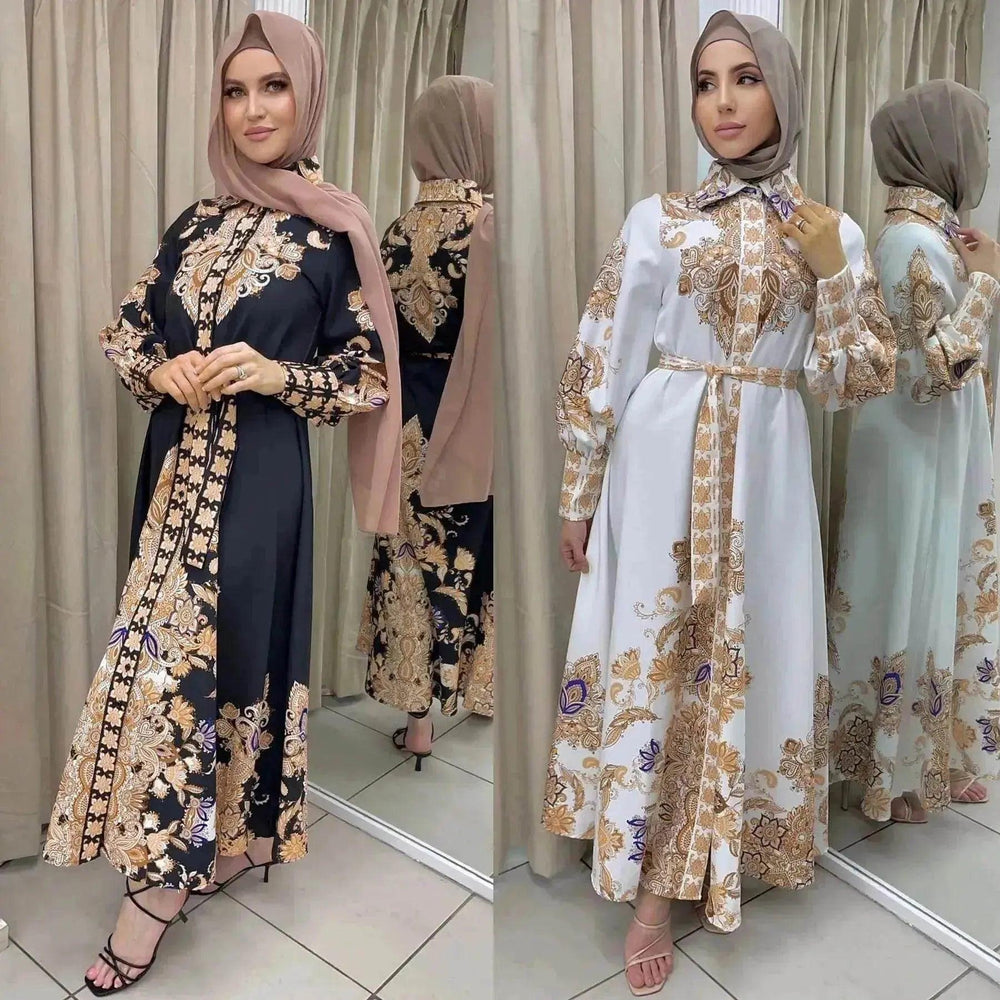 Robe évasée à imprimé arabe pour femmes arabes - EX-STOCK Canada