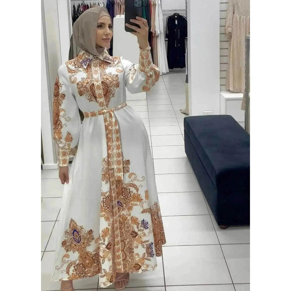 Robe évasée à imprimé arabe pour femmes arabes - EX-STOCK Canada