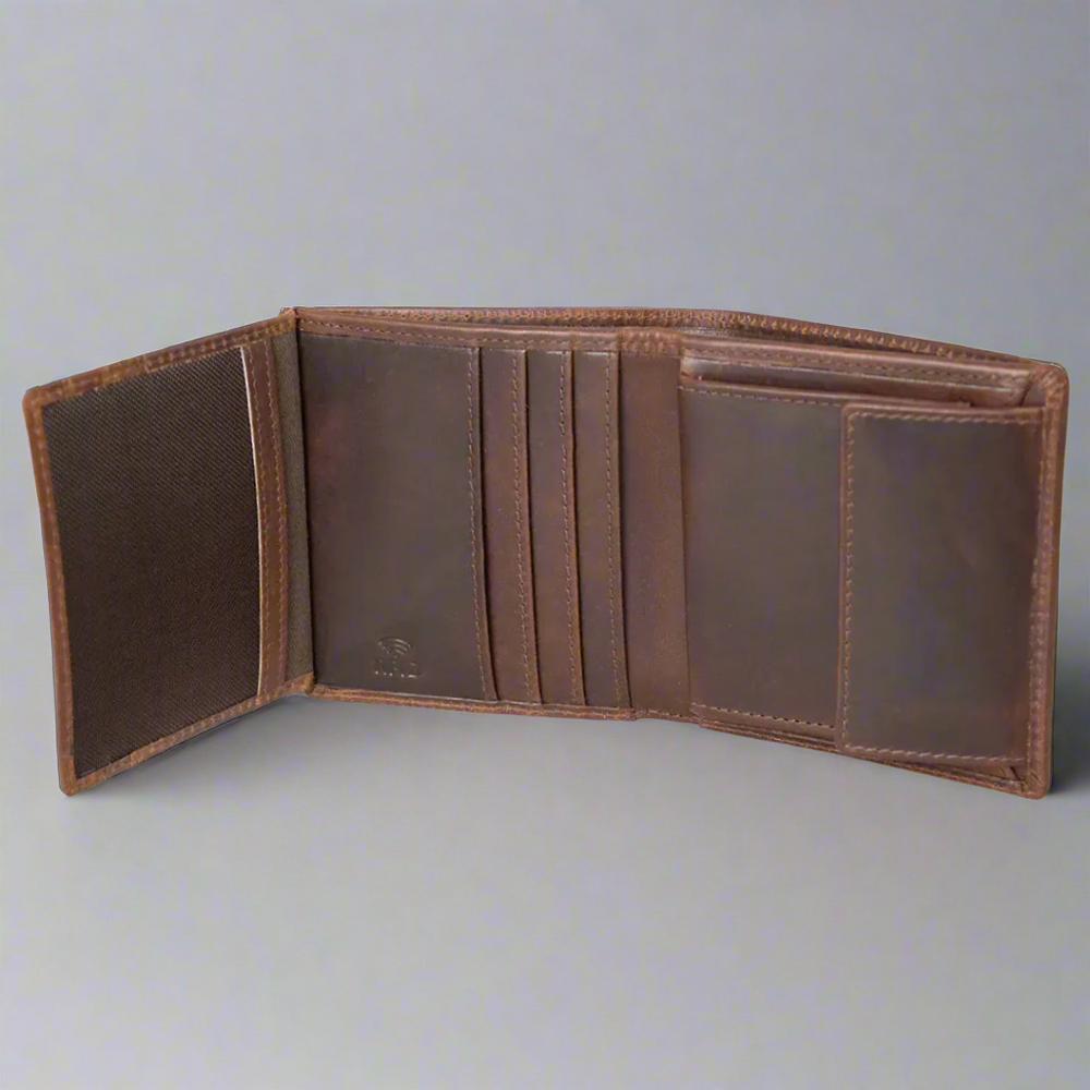 محفظة رجالية BOL جلدية قديمة بثلاث طيات مع جيب للعملاتEX-STOCK Canada