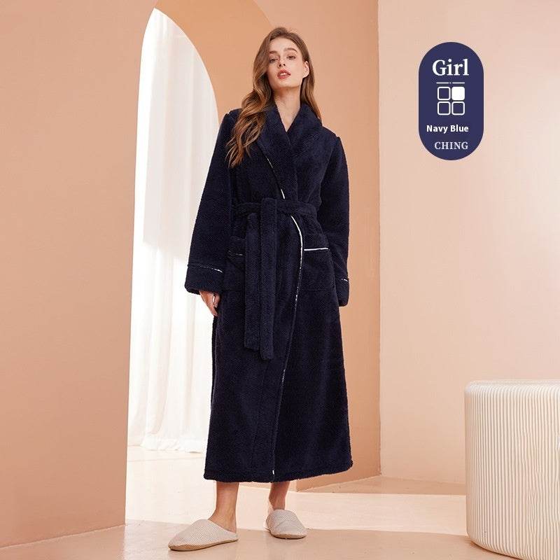 Autumn And Winter Thickened Cotton Velvet Nightgown Men's Winter Plus-sized Plus Size Light Luxury Couple Bathrobe Women's Extended Pajamas EX-STOCK CANADA