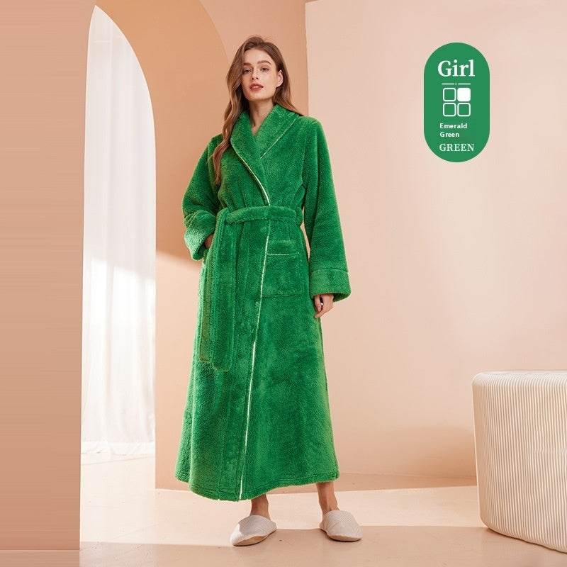 Autumn And Winter Thickened Cotton Velvet Nightgown Men's Winter Plus-sized Plus Size Light Luxury Couple Bathrobe Women's Extended Pajamas EX-STOCK CANADA