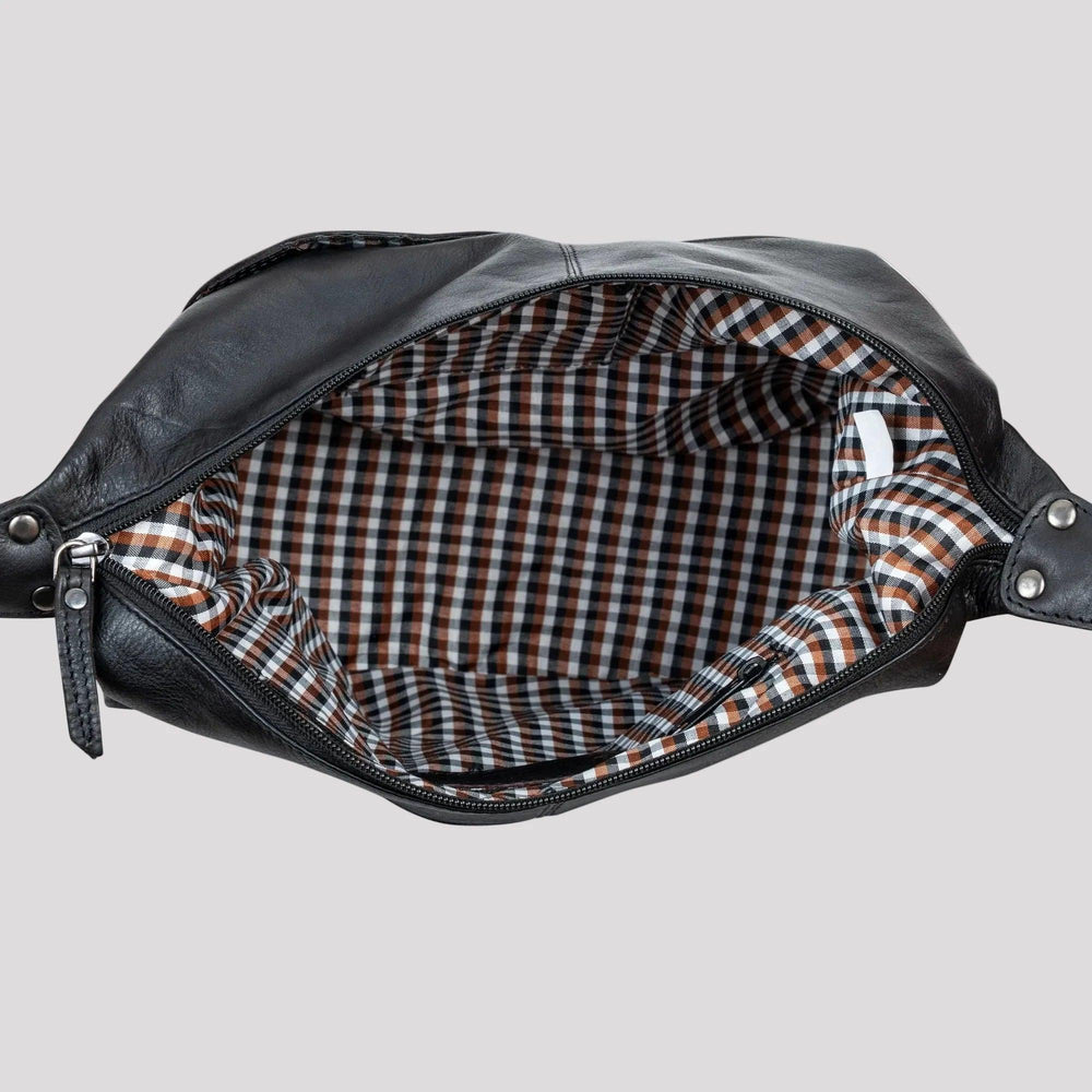 Greenwood Leather Shoulder Bag with 2 Zip Pockets