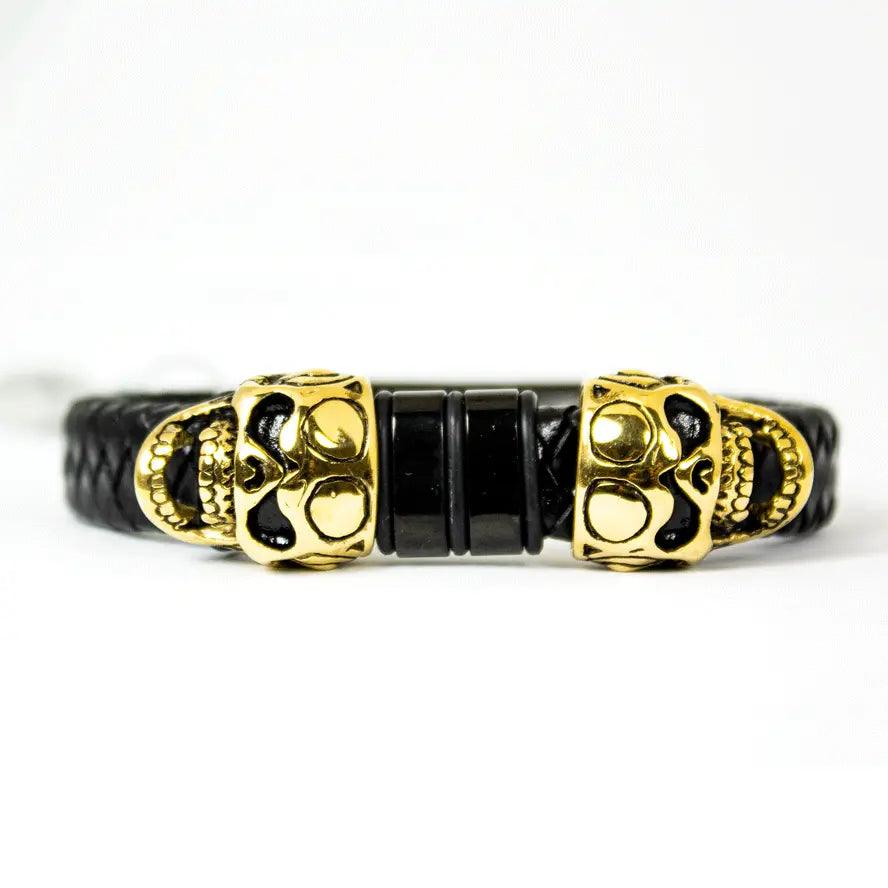 BOL Men's Braided Leather Skull Charm Bracelet EX-STOCK Canada