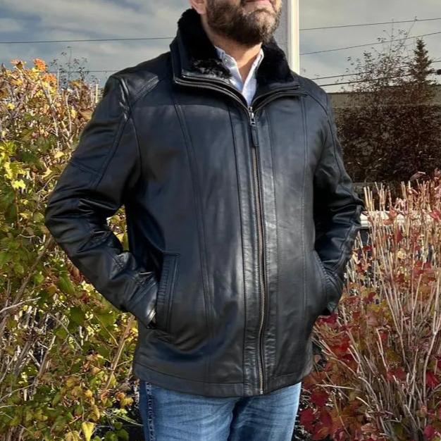 Veste bomber Cardian pour homme en cuir d'agneau BOLEX-STOCK Canada