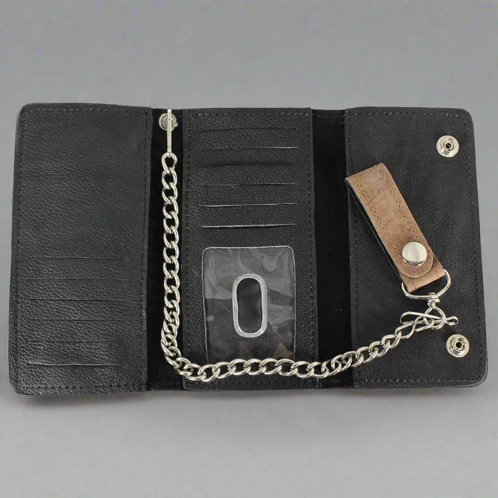 محفظة BOL للرجال ثلاثية الطي من الجلد مطلية بالكروم تراكر - EX-STOCK Canada