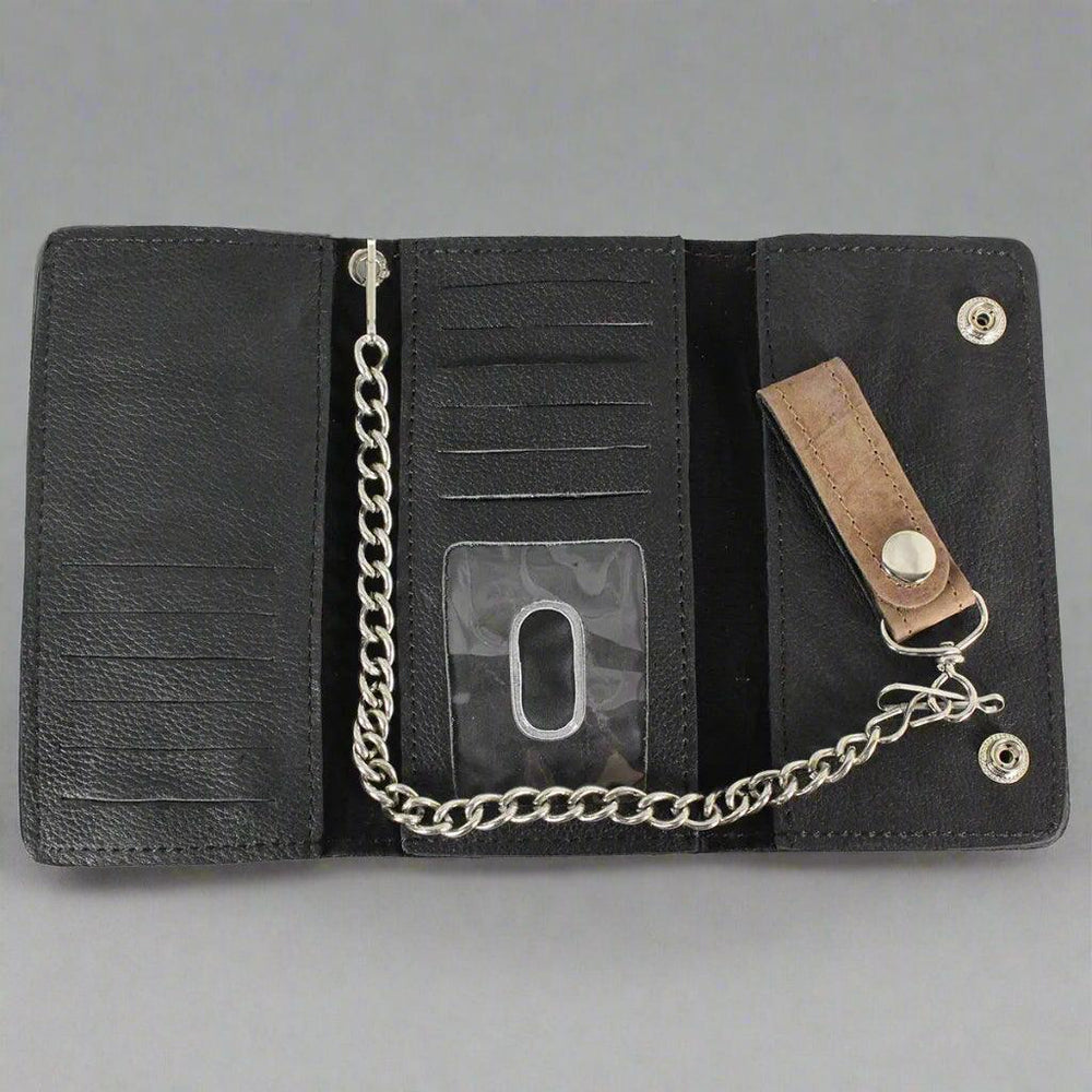 BOL Men's Chrome Plated Trucker Leather Trifold Wallet - EX-STOCK Canada
