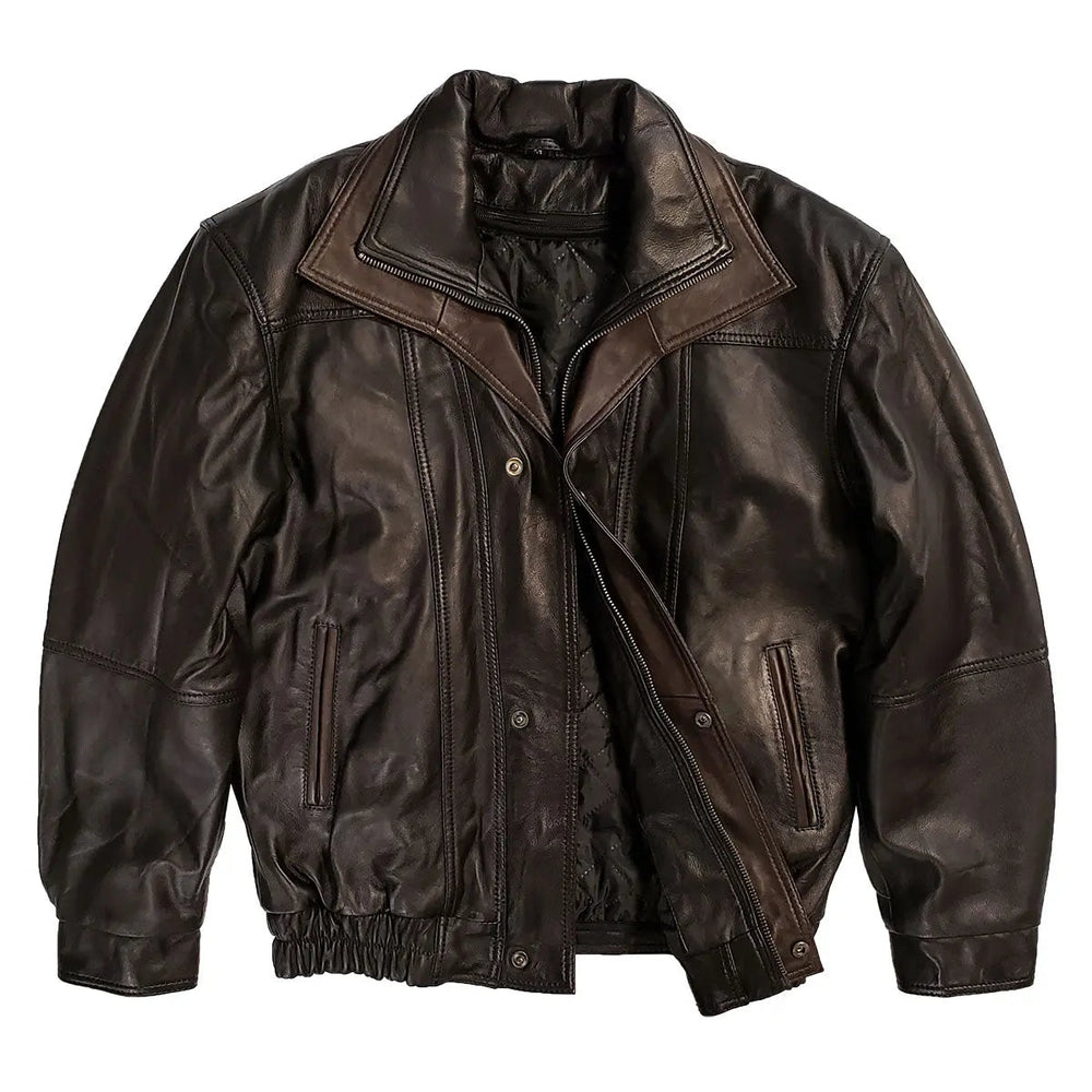 BOL Men's Double Collar Leather Bomber Jacket EX-STOCK Canada