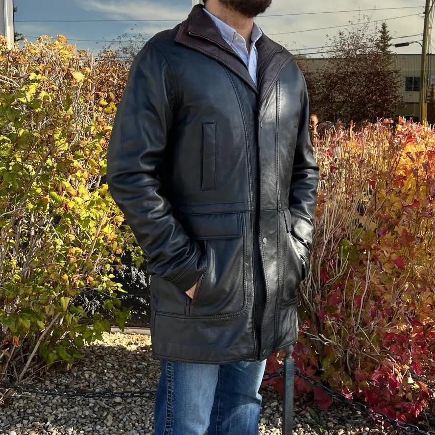 BOL Men's Double Collar Two-Tone Long Coat | Leather Jacket EX-STOCK Canada