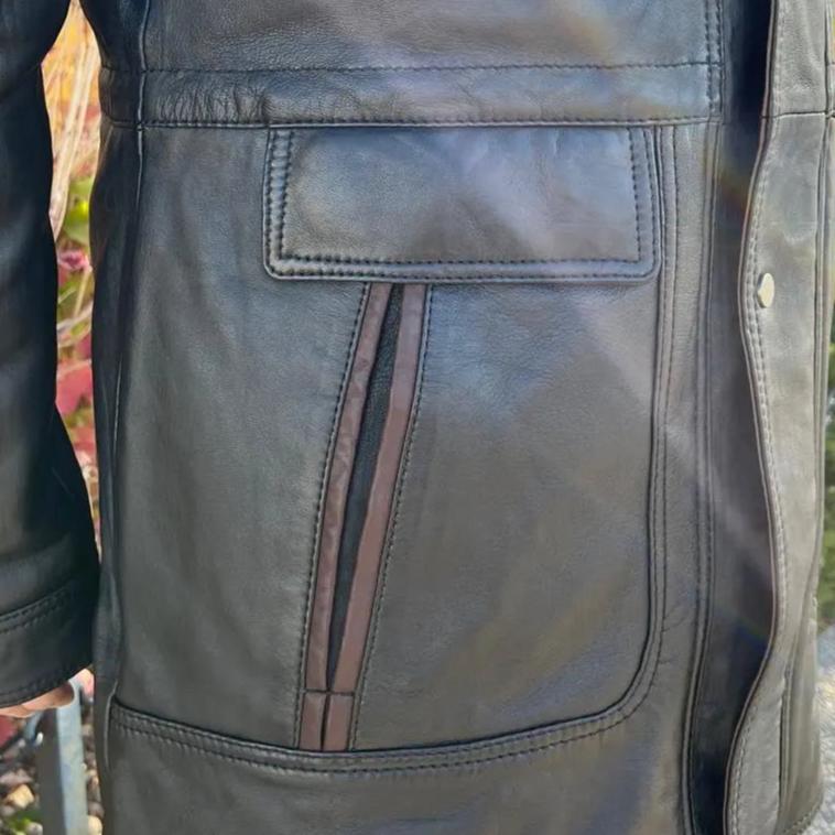 معطف طويل رجالي بياقة مزدوجة بلونين من BOL | سترة جلديةEX-STOCK Canada