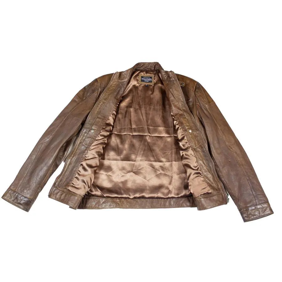 Chaqueta de cuero tipo racer para hombre BOL con cuello a presiónEX-STOCK Canada