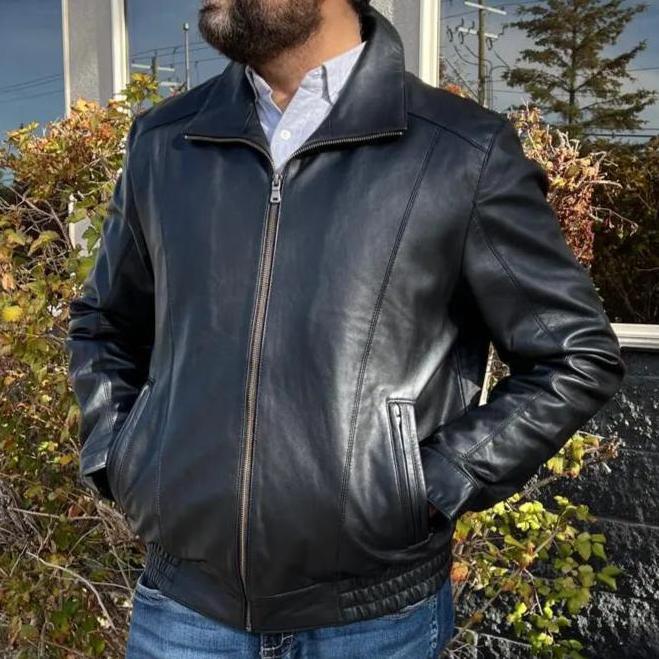 Veste Bomber BOL pour hommes en cuir d'agneau TingEX-STOCK Canada