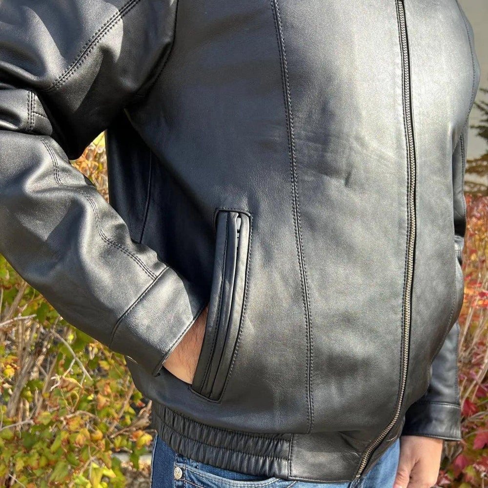 Veste Bomber BOL pour hommes en cuir d'agneau TingEX-STOCK Canada