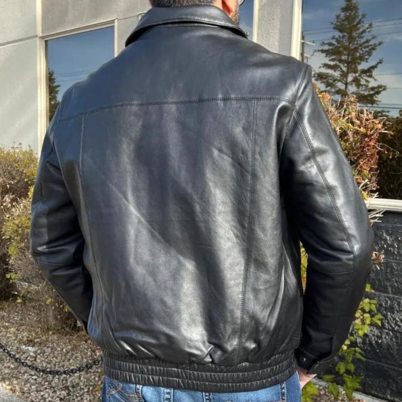 Veste Bomber BOL pour hommes en cuir d'agneau TingEX-STOCK Canada