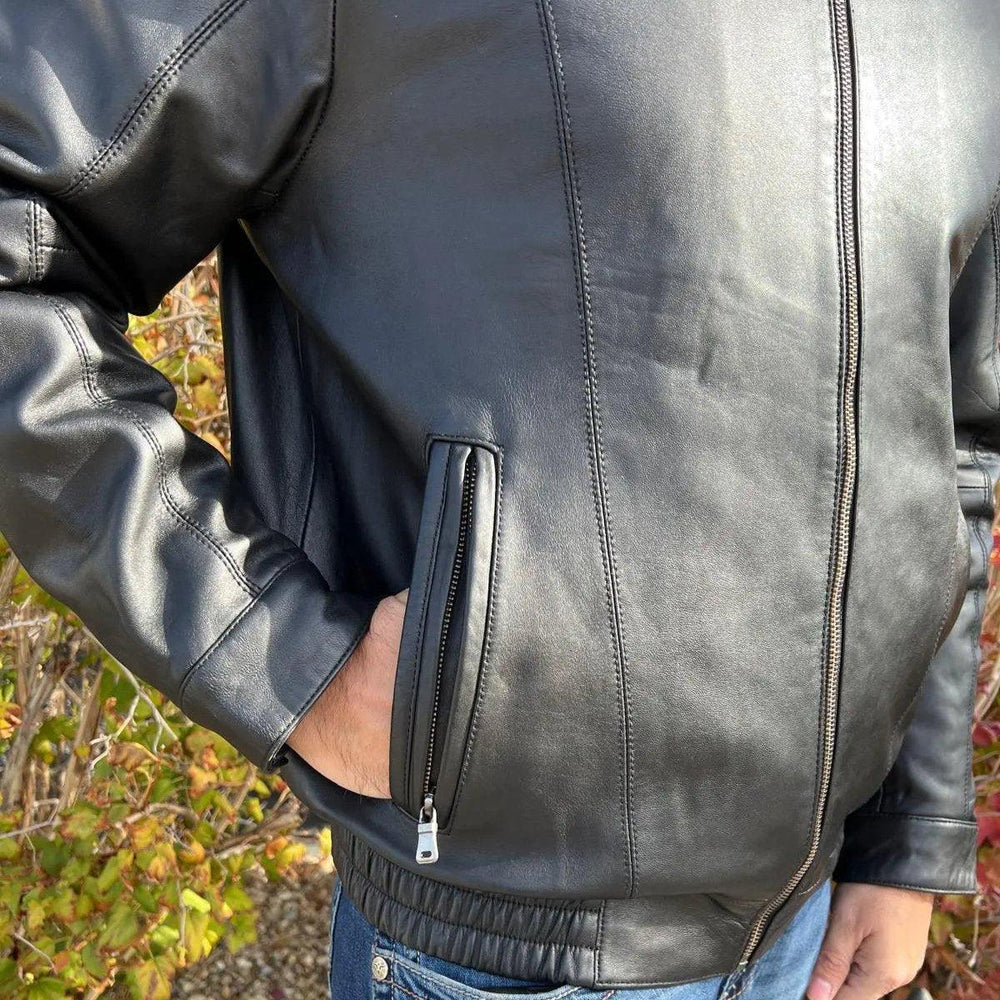 Veste Bomber BOL pour hommes en cuir d'agneau TingEX-STOCK Canada