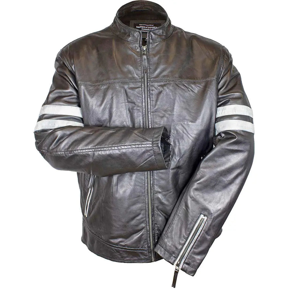 Chaqueta de cuero de cordero para hombre BOL con cremalleraEX-STOCK Canada