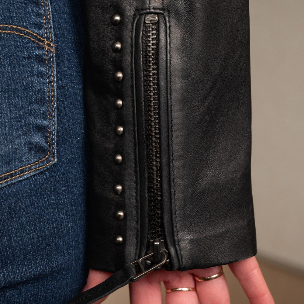 Chaqueta de cuero de cordero para mujer con bordado floralEX-STOCK Canada